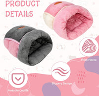 YUEPET Guinea Pig Bed Cuddle Cave, Warm Fleece Hideout - 2PCS(Grey+Pink) / 2PCS - image 4