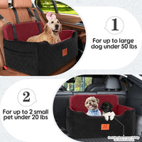 Dog Car Seat for Medium/Large Dog Under 50 lbs or 2 Small Dogs – Essentials for Dogs - Black/Red - image 2