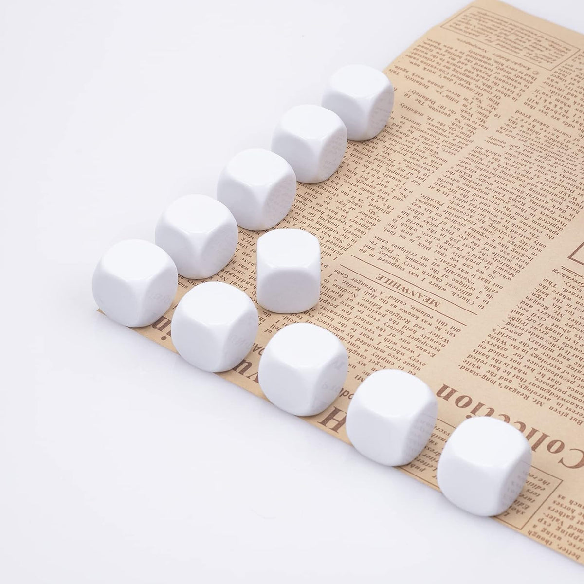 22MM Rounded Blank Six Sided Dice Lianshi Teaching Created Sesources - 10Pcs / White - image 2