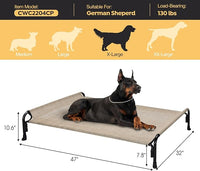 Veehoo XL Outdoor Elevated Dog Bed, Raised Dog Cot for Extra Large Dogs, Cooling Washable Waterproof Pet Hammock Beds with Slope Headrest, Breathable Mesh and Sturdy Frame, X-Large, CWC2204