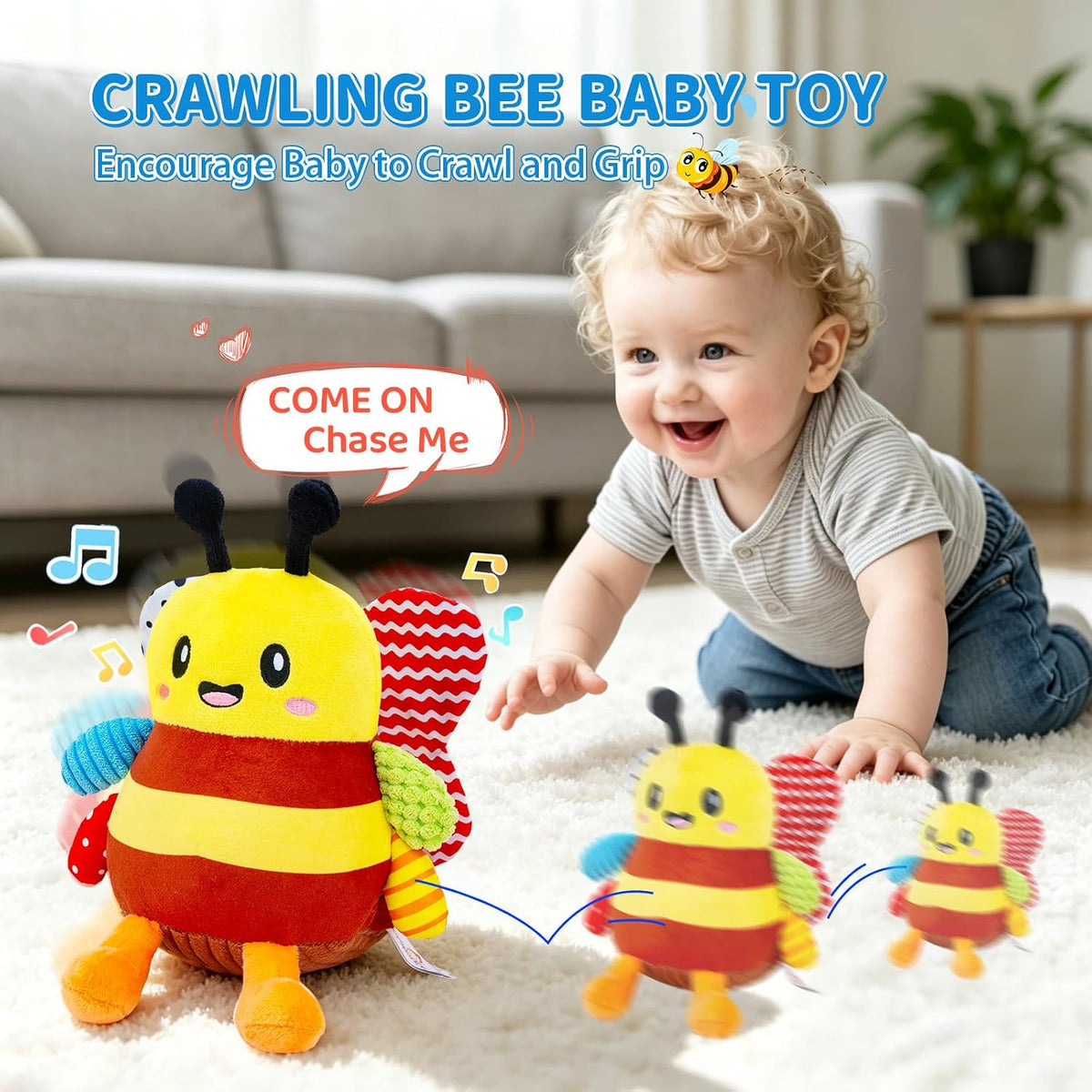 Musical Crawling Crab Baby Toy - Yellow - image 2