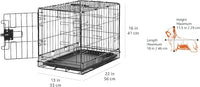 Amazon Basics Durable, Foldable Metal Wire Pet Crate with Tray, Portable and Sturdy for Travel, Single Door, Divider Panel, Perfect Size for Small Dogs, 22 x 13 x 16 in, Black