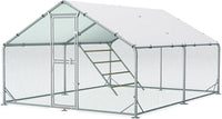 Large Metal Chicken Coop, 10x13x6.5FT Chicken Runs for Yard with Cover