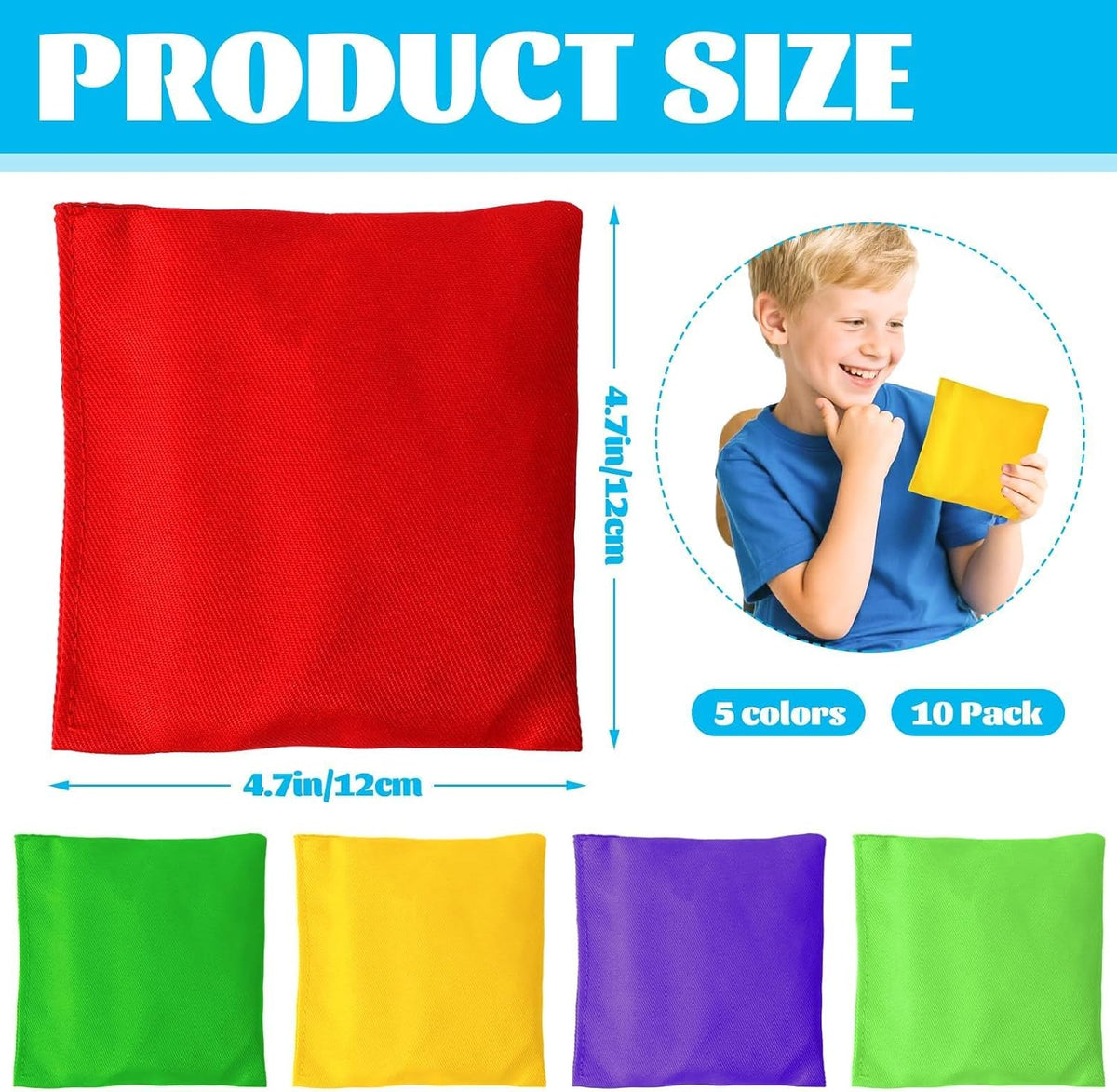 Small Colorful Nylon Bean Bags for Hand Toss Games - 4.7in-10 Pcs - image 3
