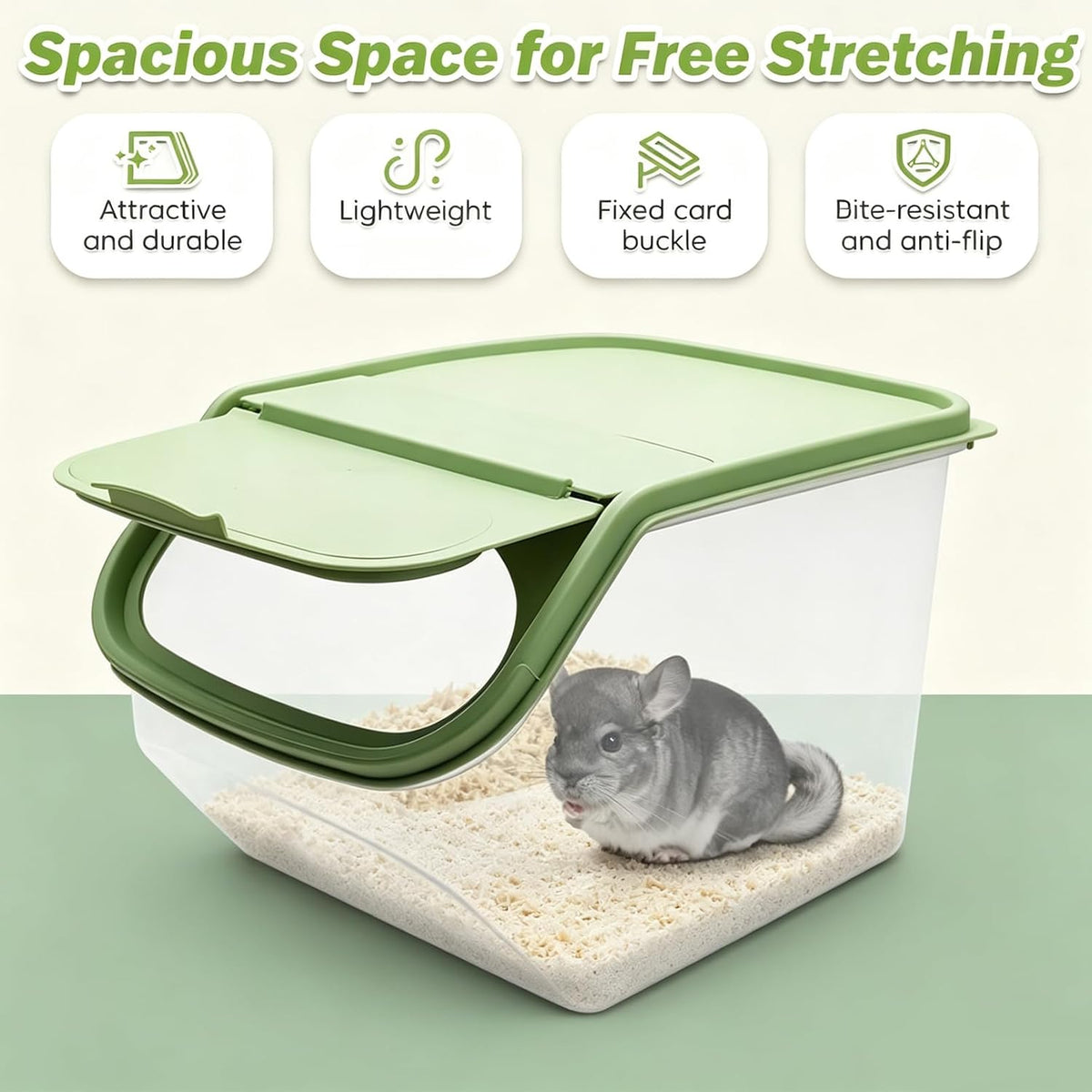 PINVNBY Chinchilla Dust Bath Hamster Litter Box Gerbil Dust Bath - green - image 4