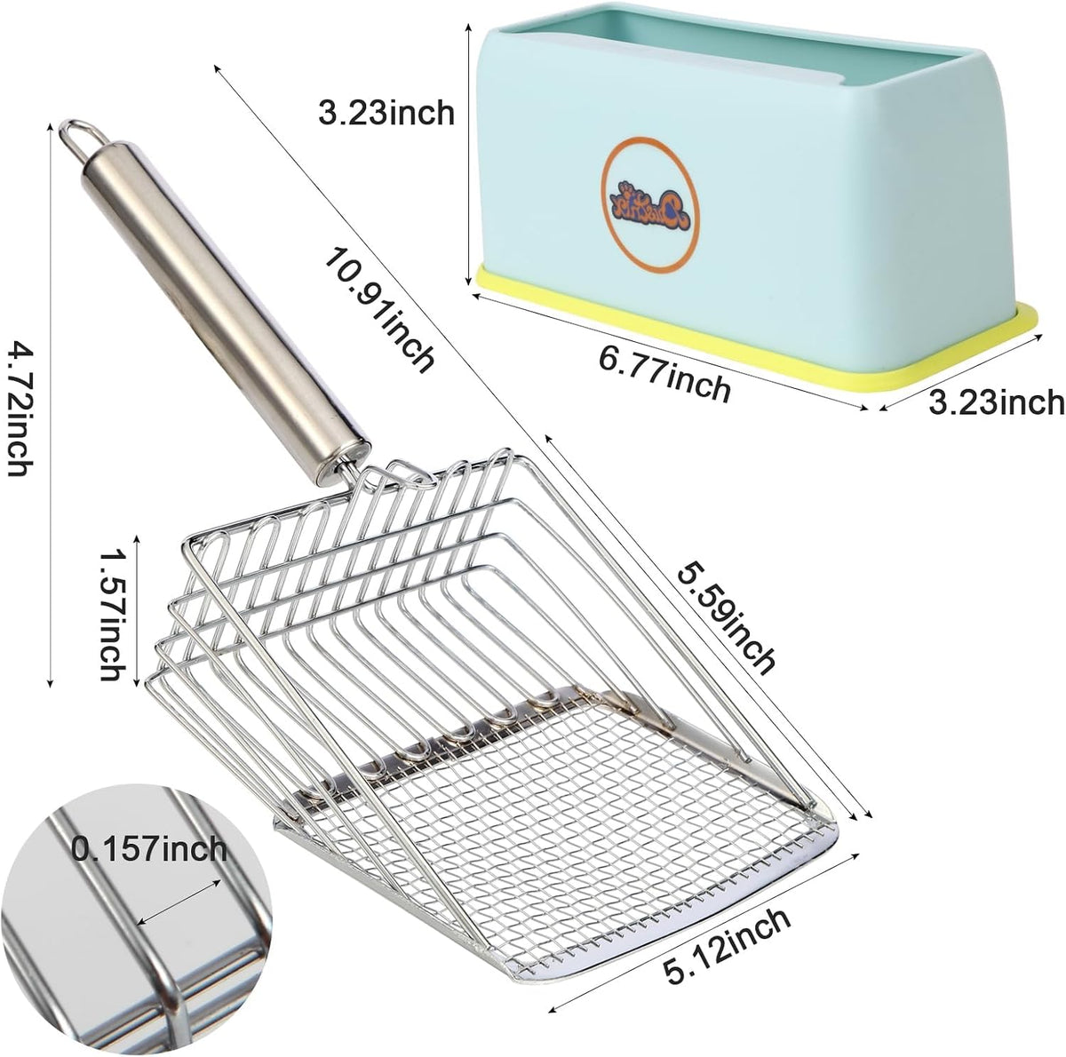 Cat Litter Scoop, Metal Scooper, Deep Shovel, Ergonomic Handle - image 2