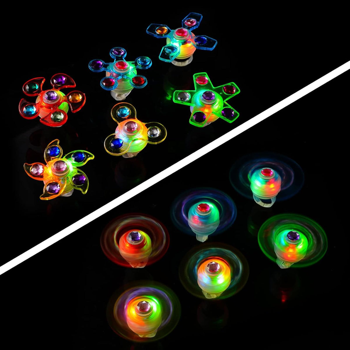 24 PCS LED Light Up Fidget Spinner Ring Glow Sticks Party Favors - image 3