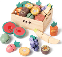 kienvy 10-piece wooden meat and fish play food set with storage box - view 3