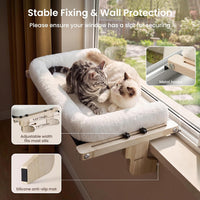 Pecute Cat Windowsill Perch, Cloud-Soft Cat Bed with Wood Frame - White / 31.5" x 15.8" - image 4