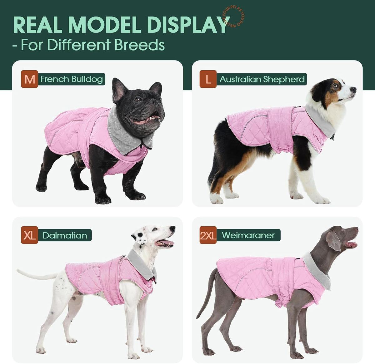 Kuoser Large Dog Coat, Fleece Lined Dog Winter Jacket with Harness Hole, L – Essentials for Dogs - X-large (Chest: 24.4" - 29.92") / Sweet Pink - image 2