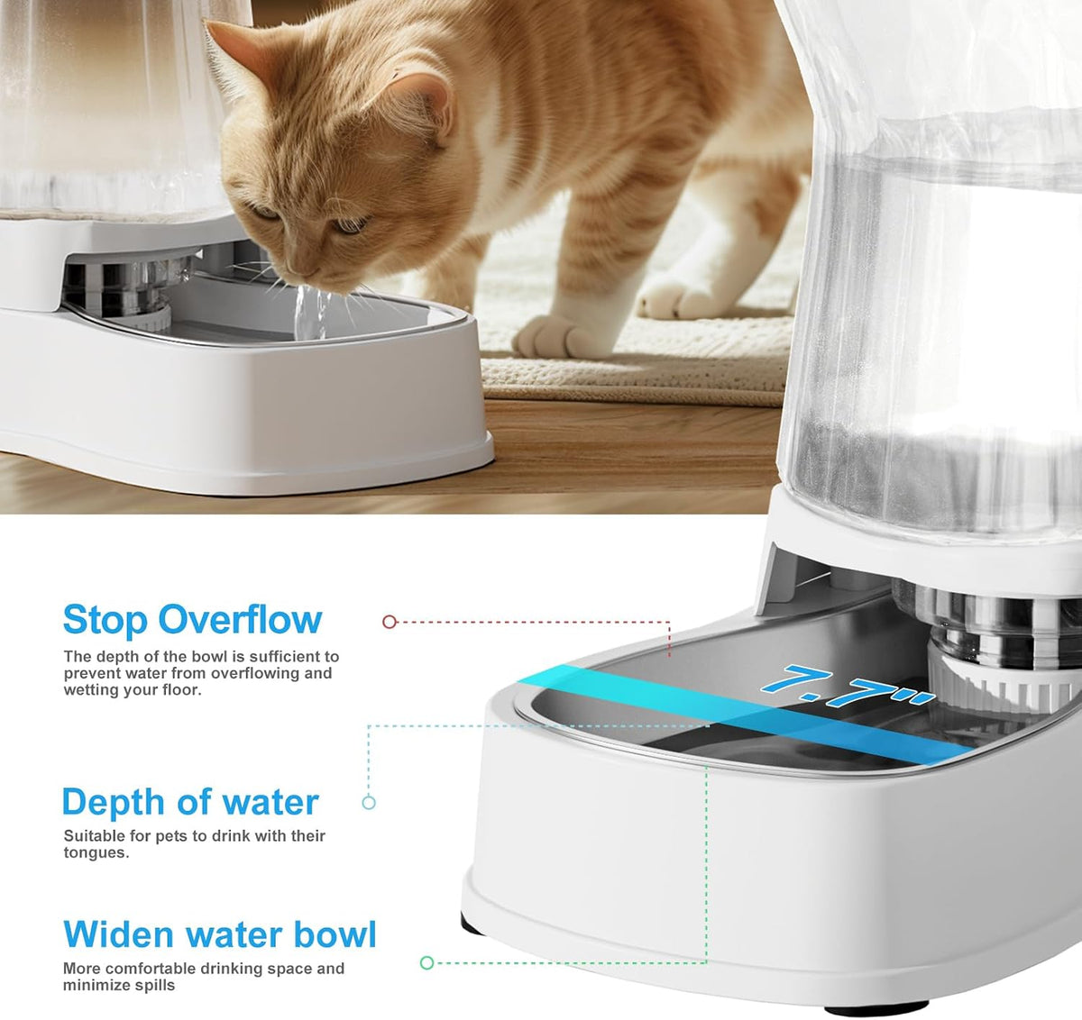 Automatic Dog Water Dispenser, Stainless Steel Bowls Feeder - Pearl White / 1 Gallon - image 4