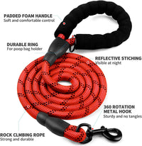 COOYOO 2 Pack Dog Leash 5 FT Heavy Duty - 1/2"x 6 FT (18~120 lbs.) / 1 Pack A-Red - image 4