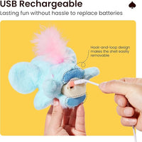 Potaroma Cat Toys Flapping Elephant, Interactive Realistic Kitten Toy Stuffed with Catnip and Crinkle Paper Hangable Design for Bored Indoor Cats 6.3 Inches