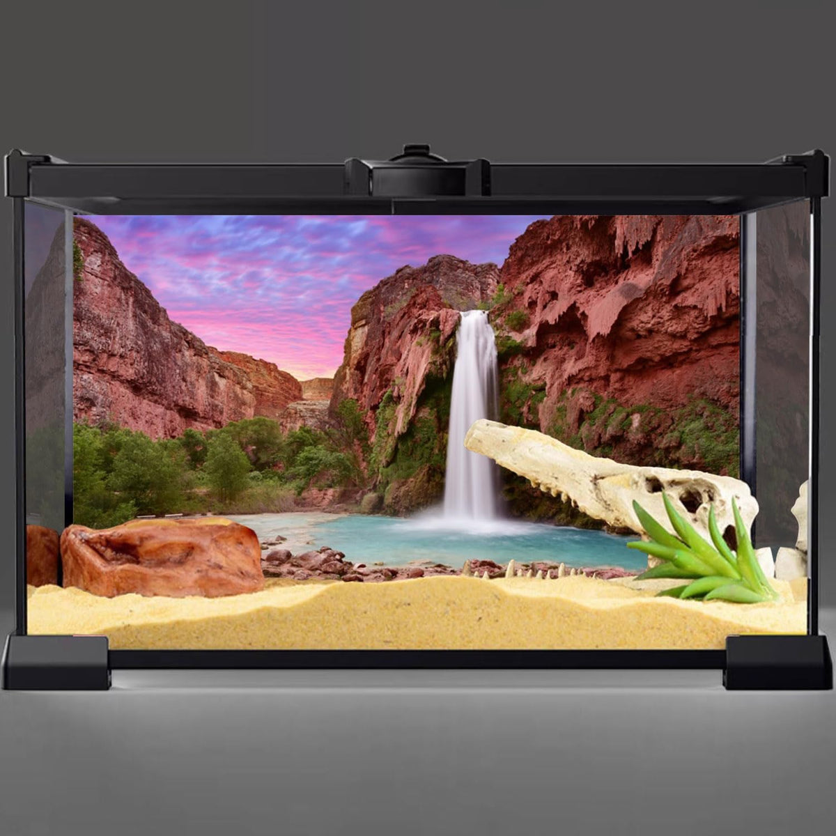 48x24 in Reptile Habitat Background Mountain Waterfall Terrarium - 48x20in/120x50cm - image 2