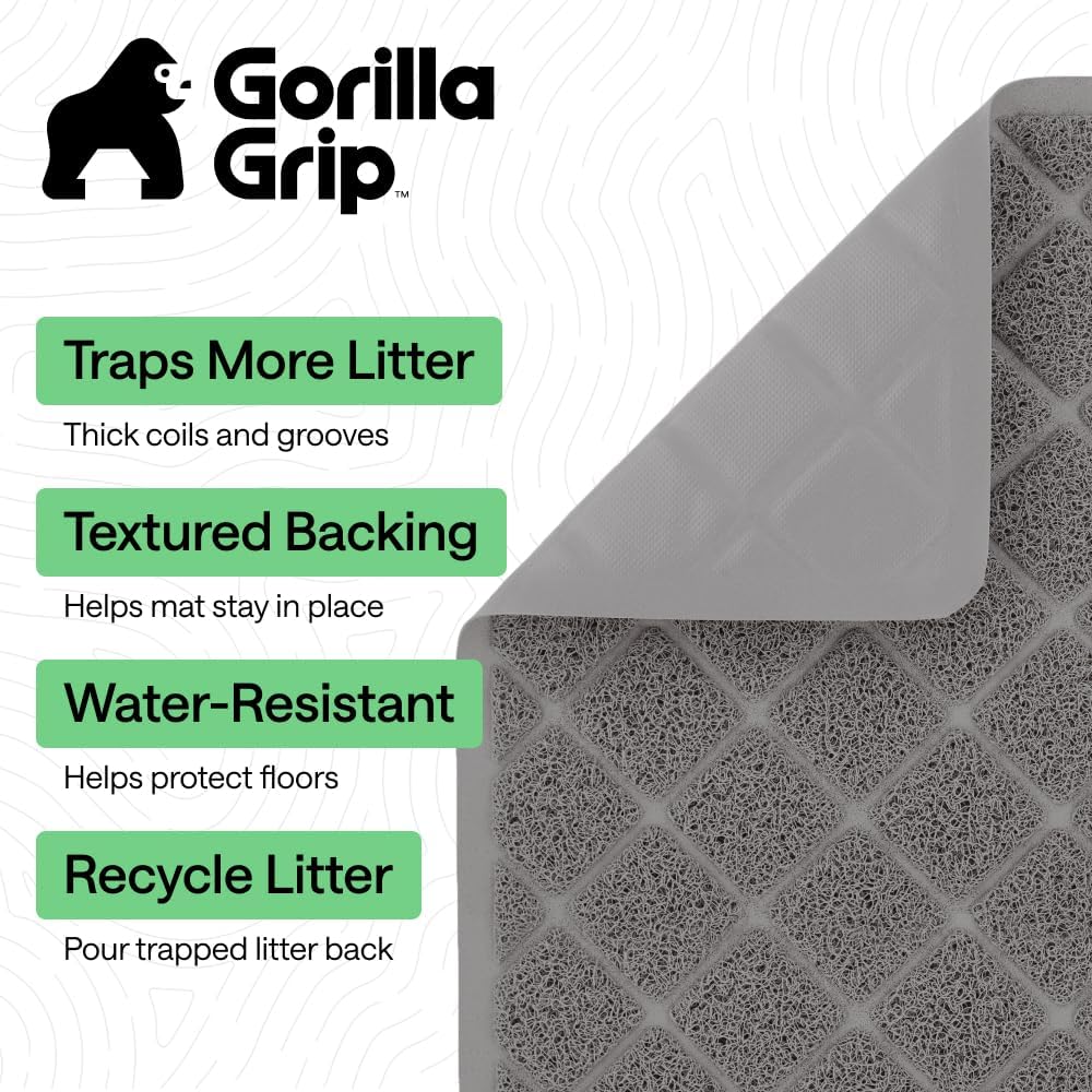 GORILLA GRIP Cat Litter Mat, Coiled Mesh Trapping Mats - Corner (32" x 32" x 45") / Grey - image 2
