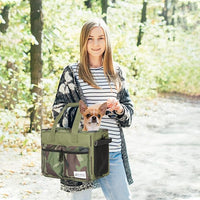 Cat Carrier Bag, Foldable Pet Bag Airline Approved, Pet Travel Carrier for Medium Cats Small Cats Dogs, Sturdy Transport Carriers Long Trips(Green)