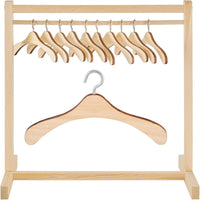 1 Set Doll Garment Rack with 10 Pcs Hangers Clothes Organizer - Wood / 22