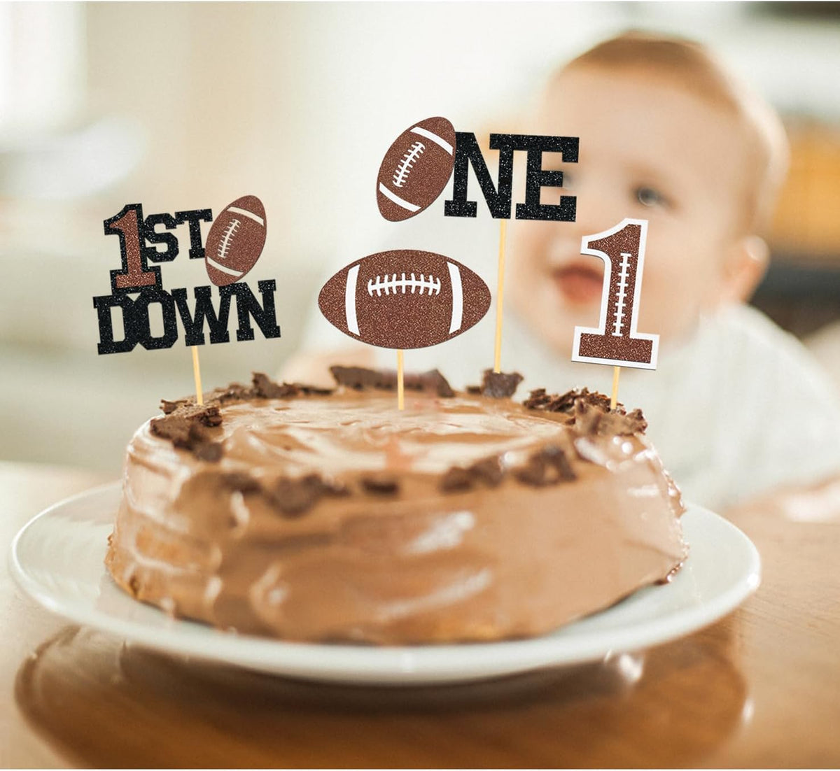 Moitkptt 24 glitter football player cupcake toppers - view 8