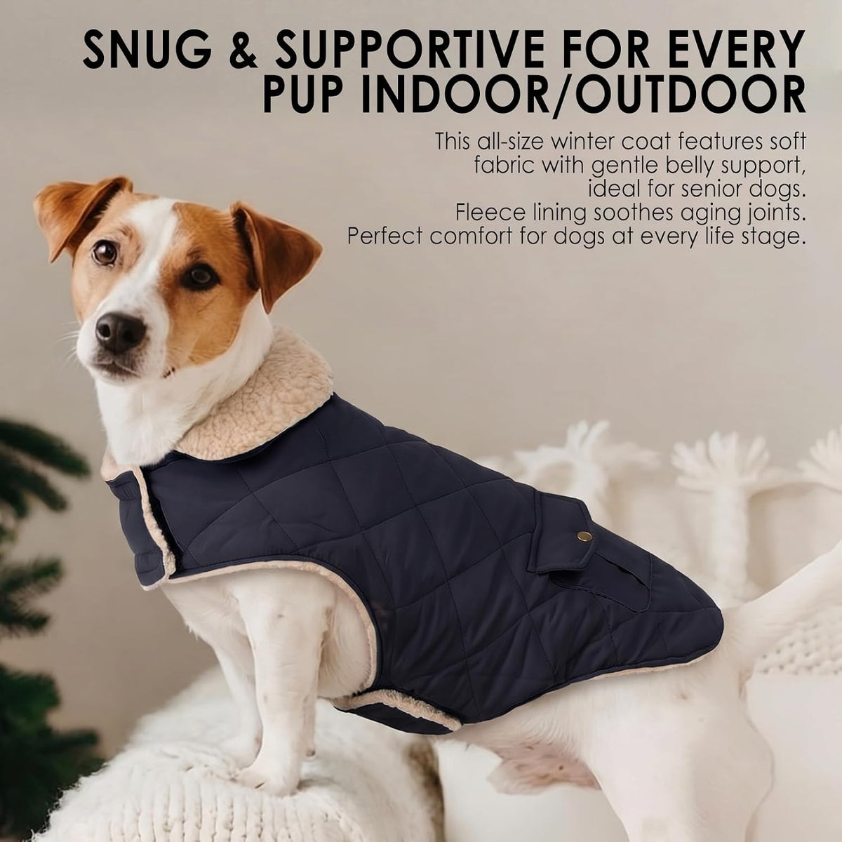 Dog Winter Coats for Small Dogs Puppies - Solid NavyBlue / Small - image 4