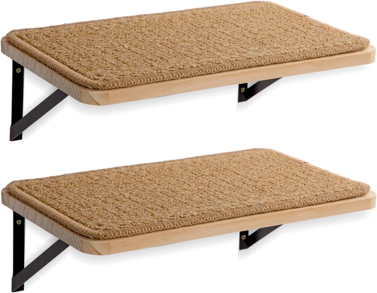 2 Pack 4 Steps Cat Wall Shelves and Stairs with Sisal Rope.Cat Wall - Brownish white / 1 / 2 Pack 1 Steps