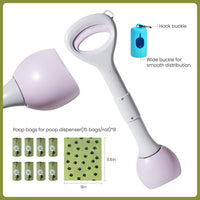 Dog Pooper Scooper Portable with Bag Attachment - Purple + 120 garbage bags + dispenser - image 2