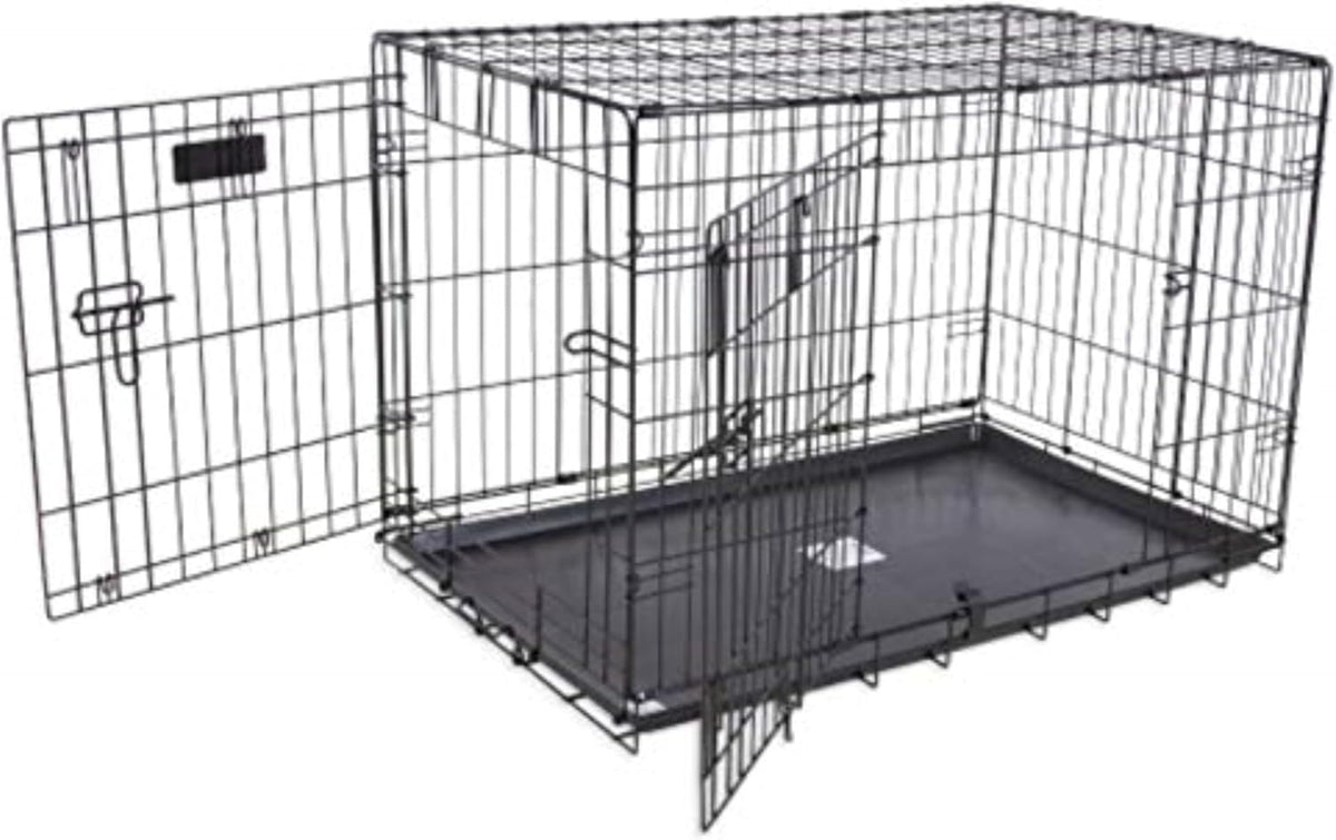 Precision Pet Products ProValue two door 42 inch wire dog crate with divider panel and removable pan
