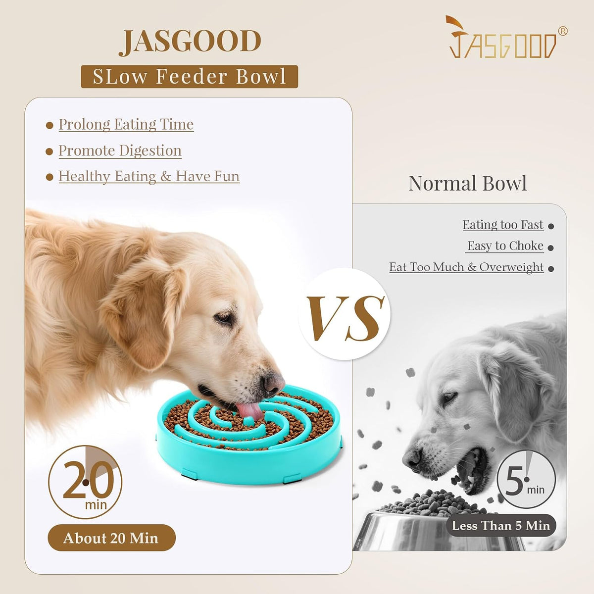 JASGOOD Slow Feeder Dogs Bowl for Large Medium Dogs - Large / B-Sky Blue - image 2