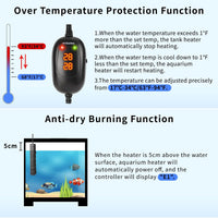 HiTauing Aquarium Heater, 50W/100W/200W/300W/500W Submersible Fish Tank Heater - 200W - image 2