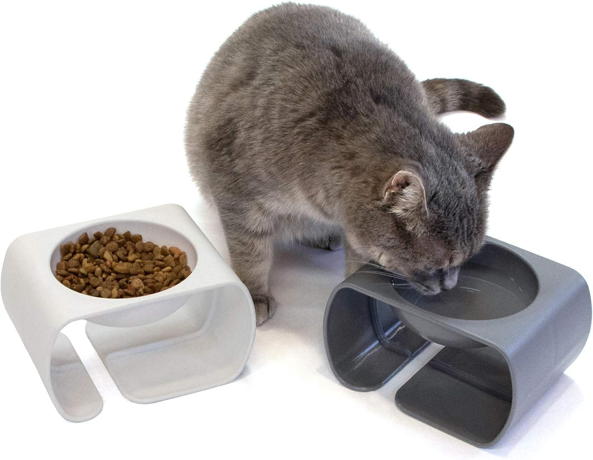 Kitty City Elevated Slow Feeder Cat Bowls - Gray/White / Large - Elevated Slow Feed - image 3