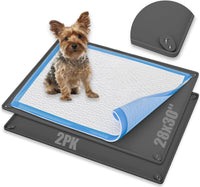 Dog Pee Pad Holder Tray Fits for 30” x 23” Pee Pads - 30 x 28 Inches - 2 Pack / Gray