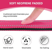 Reflective Dog Collar Padded with Soft Neoprene Breathable Quick Release Basic Dog Collars for Large Dogs Hot Pink Girl