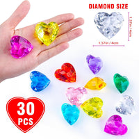 Niceup acrylic heart gems, 30 chunky 3D heart-shaped diamond gemstones for kids - view 39
