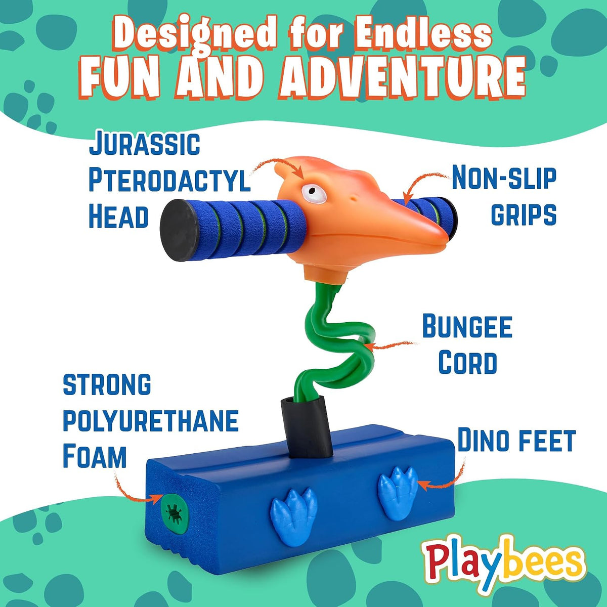 Playbees foam pogo stick for kids with soft dinosaur head and claws - view 11