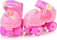 SULIFEEL Kids Adjustable Quad Roller Skates for Girls and Boys – Fun for Kids & Family - Butterfly Pink
