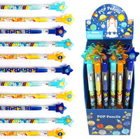 TINYMILLS outer space stackable rocket pencils for kids, 24 colorful pencils with star caps