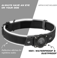 AirTag Dog Collar - Leather Dog Collar with Air Tag Holder | IPX8 Waterproof, Reflective, High - End, Adjustable Soft Padded | Dog GPS Tracker Collars Fit for Medium Large Dogs (Black, M)