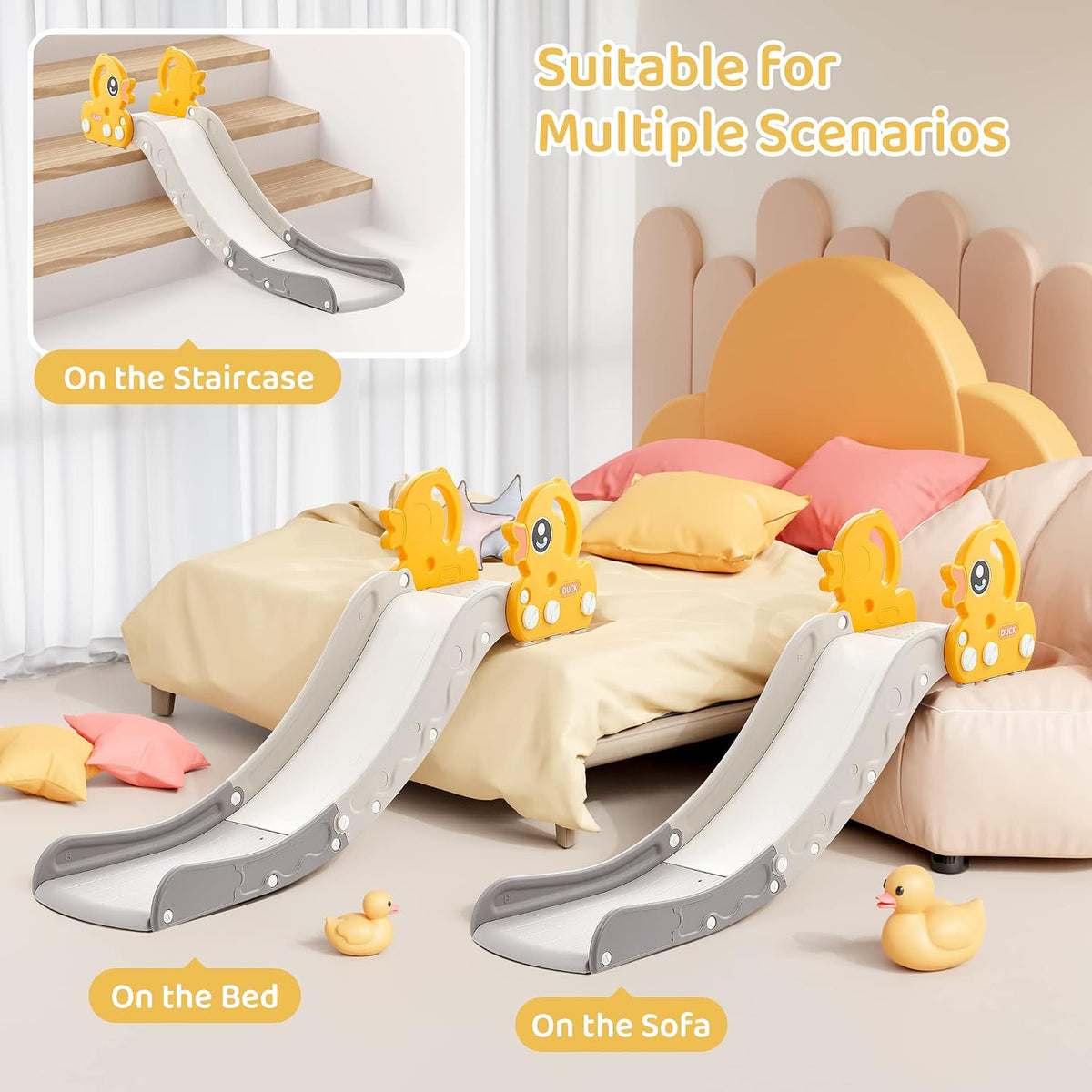 Indoor Kids Baby Couch Slide for Toddler 1-3 - Yellow - image 4