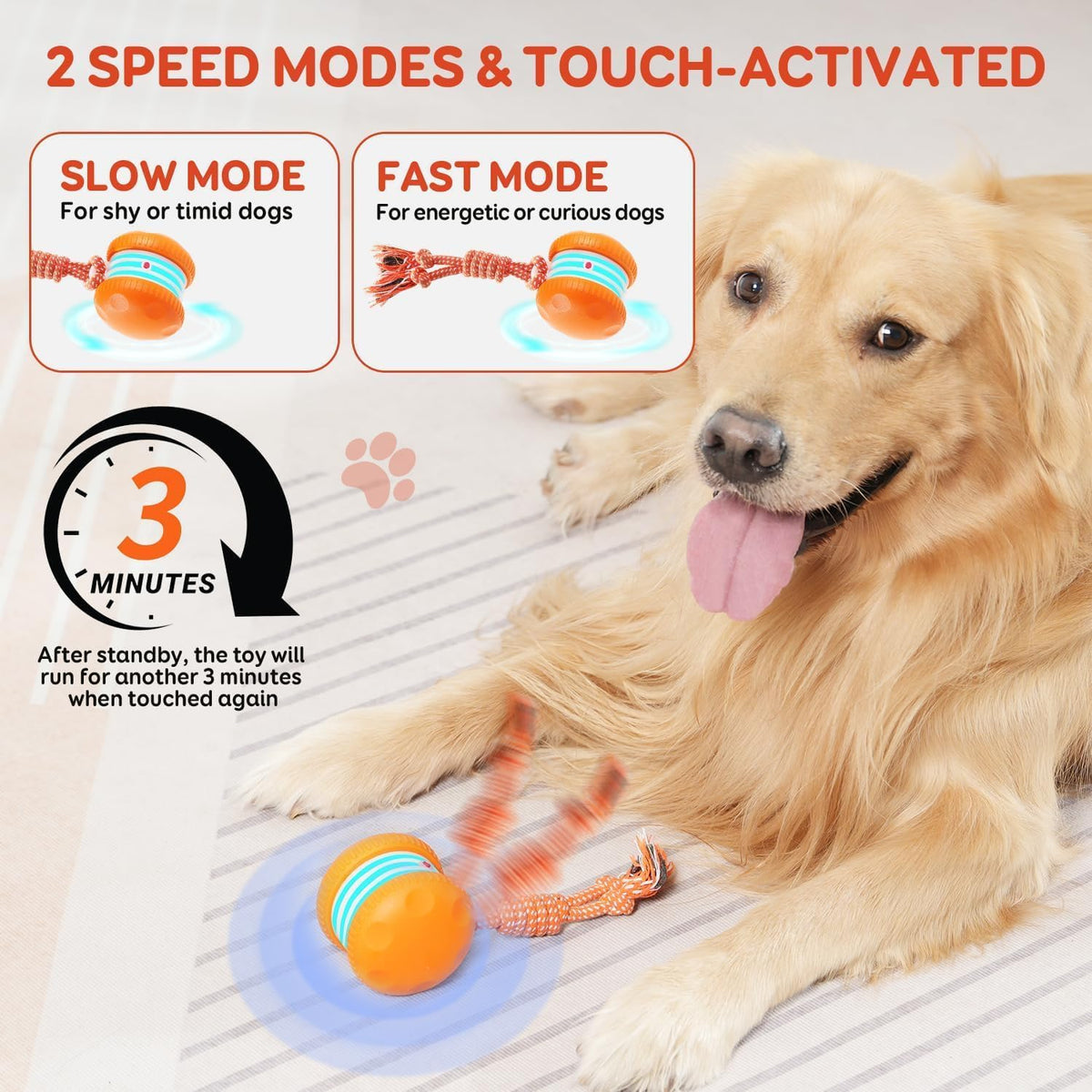 Interactive Dog Ball,Random Path Electric Moving Dogs Toy with Rope – Essentials for Dogs - image 4