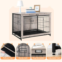 HOOBRO Dog Crate Furniture, 38.6" Large Dog Kennel Indoor - 38.6"L x 25.6"W x 26.9"H / Greige - image 3