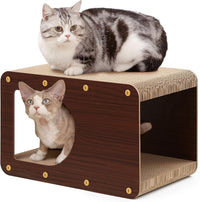 EHEYCIGA Cardboard Cat Scratcher House - 17x9.5x10.5inch / Dark Brown