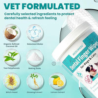 Dental Care Finger Wipes 120 Counts,Teeth Cleaning Finger Wipes for Dogs & Cats,Reduces Plaque & Supports Oral Freshness, Small Animal Stain Removers, Coconut Scent