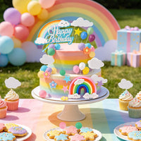 Hooqict 28Pcs Soccer Cake Decorations Set with Mini Balls - Rainbow - image 3