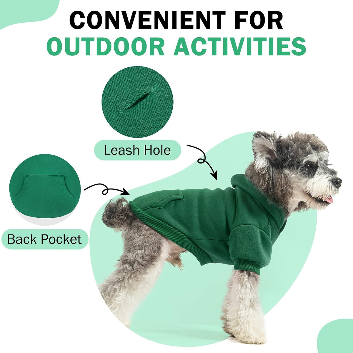 Security Dog Hoodie for Small Medium Large Dogs Boys Girls – Essentials for Dogs - Green(with Pocket) / Large - image 3