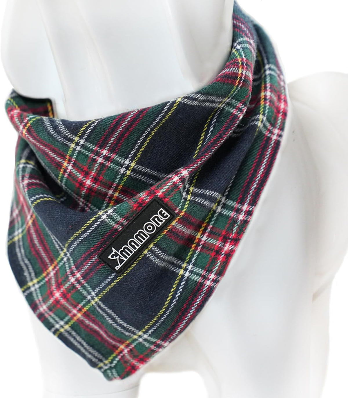 Soft Washable Plaid Bandanas for Dogs and Cats - Dark Green / Small