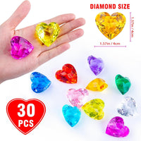 Niceup acrylic heart gems, 30 chunky 3D heart-shaped diamond gemstones for kids - view 33