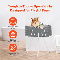 VEVOR Portable Dog Bathtub, Elevated & Foldable Space-Saving Pet Shower Station with Efficient Drainage, Bathing Tub for Washing & Grooming Small and Medium Size Dogs and Cats Indoor & Outdoor, Grey