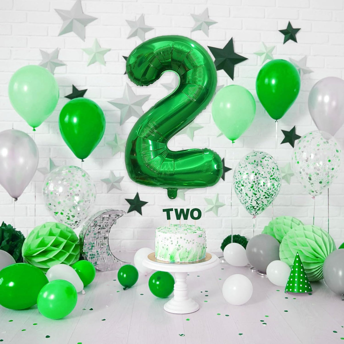 Checkered Number Balloon 1 - Dark Green / Number 2 - image 3