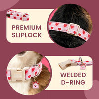 Elegant little tail Dog Collar - Pink Checkered Heart / X-Small (Pack of 1) - image 3