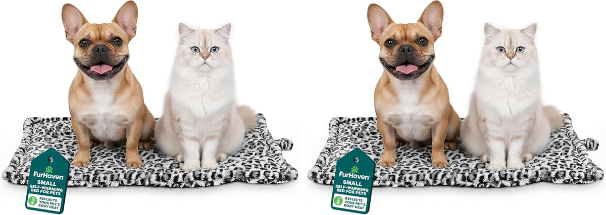 FurHaven ThermaNAP Self Warming Cat Mat - Small - 22"L x 17"W (Pack of 2) / Snow Leopard