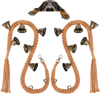 Dog Bells to Go Outside, Cotton Handwoven Potty Training Bell – Essentials for Dogs - Brown; 2 Pack